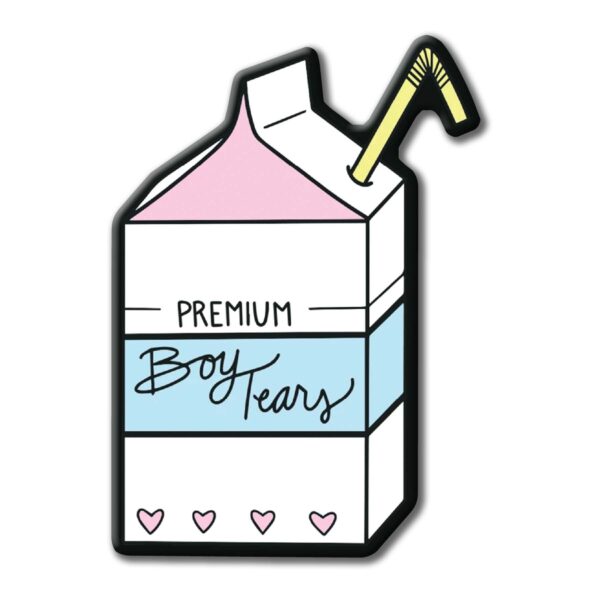 Boy tears Fridge magnet