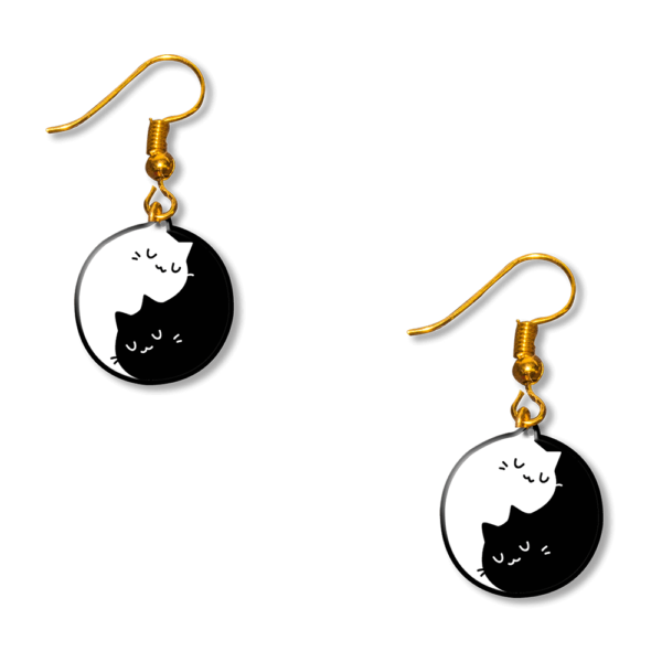 Cat Yin and Yang earrings