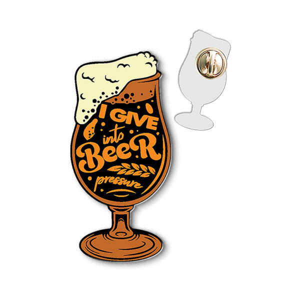 I give into beer lapel pin